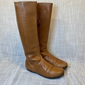 Kate Spade New York Knee High Brown Leather Zipper Riding Boots Womens Size 7.5